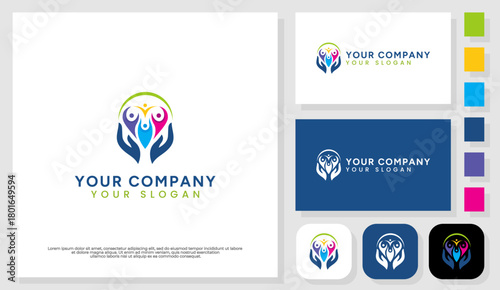 A professional logo combining hands and smiling figures, perfect for mental wellness and counseling services.