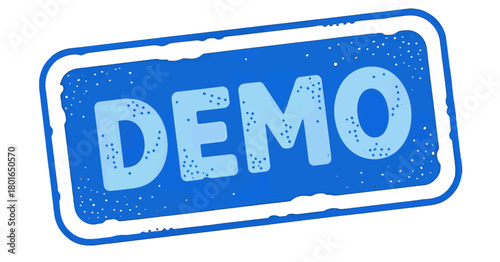 Blue Rectangular Sticker with Text Demo