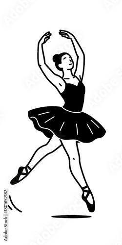 Elegant ballerina in dynamic pose with flowing tutu