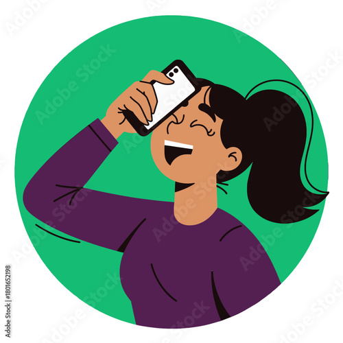 Excited young woman taking a selfie on her phone