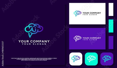 Creative logo design combining an AI symbol and a brain, representing the fusion of artificial intelligence and human intellect. Modern, sleek, and innovative.