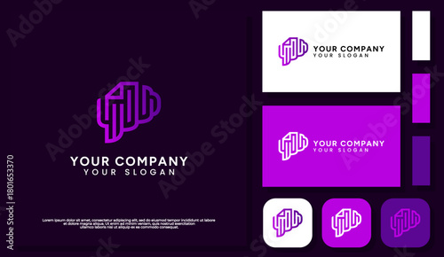 A sleek design featuring a brain and document icon, representing intellect, information, and research.