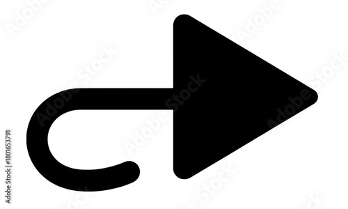 Minimalist play icon with a curved arrow