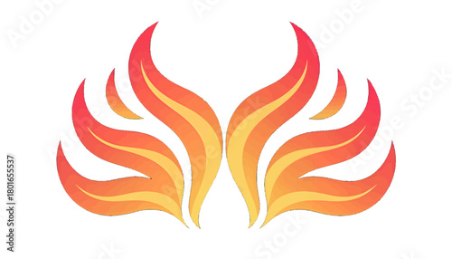 Vibrant Stylized Flame Wings in Red and Yellow