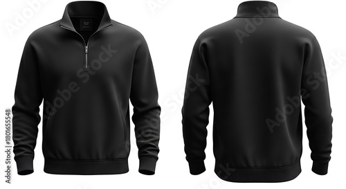 3D mockup of a black color of Quarter Zip Sweatshirt