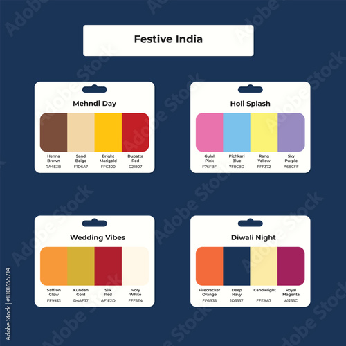 Colorful indian festival themed palettes for design and artistic inspiration