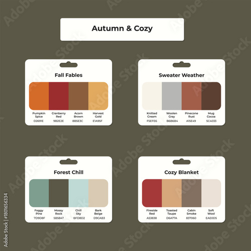Autumn color palettes and seasonal themes presented in a visually appealing design