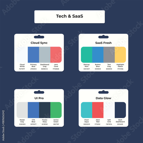 Color palette examples for tech and saas branding cloud sync and data glow