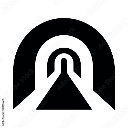 Tunnel entrance vector icon symbolizing transportation infrastructure, modern engineering, and commutes.