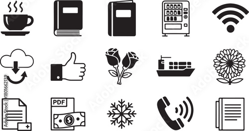 Diverse collection of conceptual and service icons for digital projects
