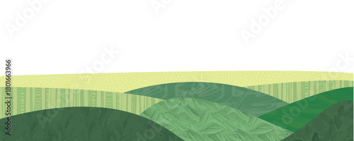 Abstract agriculture field or farm card banner background. Vineyard valley pattern, countryside landscape, eco horizontal panorama template. Nature backdrop, organic green webpage header layout design