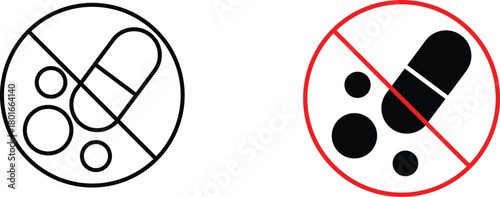 No drugs sign icon vector graphic illustration  with white background flat hand made icon fill icon .