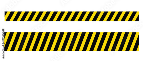 Vector Shape Graphic Design Illustration Element Icon Set with Yellow and Black Caution Warning Stripes, Isolated Hazard Safety Tape Pattern Collection for Business Signs.