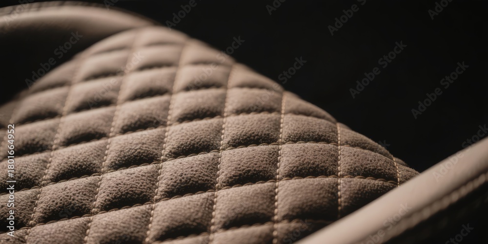 Fototapeta premium Curved diamond quilted dark brown suede alcantara like seat upholstery