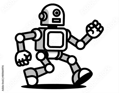 Playful robot character vector, minimal isolated illustration