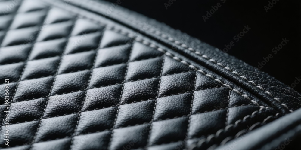 Obraz premium Black diamond quilted leather or synthetic leather texture