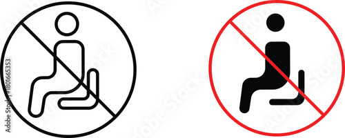 Do not sit sign  icon vector graphic illustration  with white background flat hand made icon fill icon .