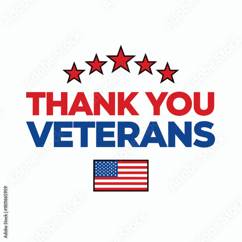 Thank you veterans text with stars and American flag in bold colors