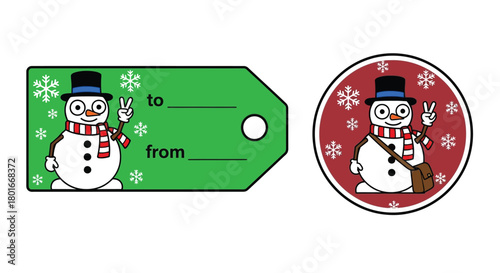Festive snowman gift tags for holiday presents and cheerful greetings