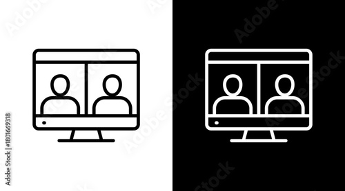 Online Meeting  White Icon Set Design