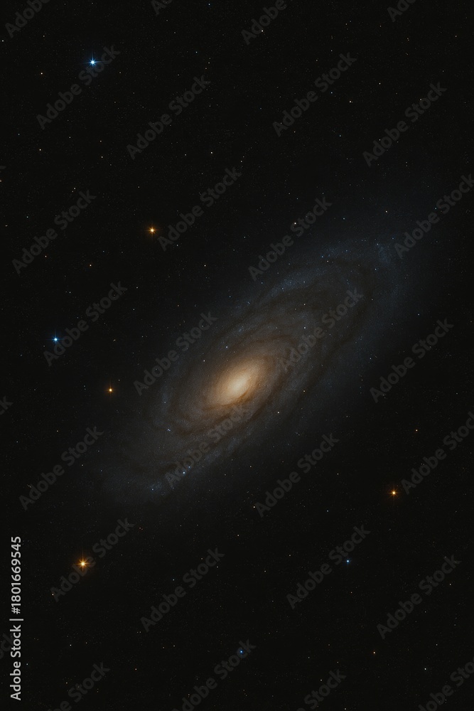 Fototapeta premium Spiral galaxy shining across quiet stars