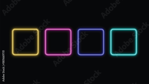 Abstract neon glowing square design with vibrant colors