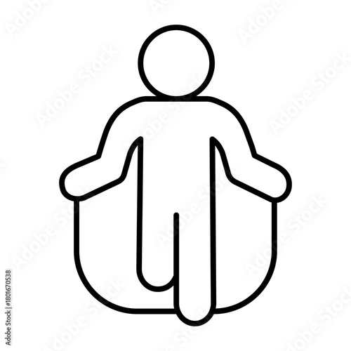 Human with jump rope thin line icon, body building concept. Vector graphics. Sportsman exercise and training sign on white background, style icon mobile or web design.