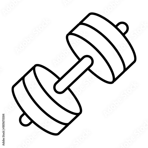 Small dumbbell for one hand thin line icon, body building concept. Vector graphics. One small dumbbell, training sign on white background, style icon mobile or web design.