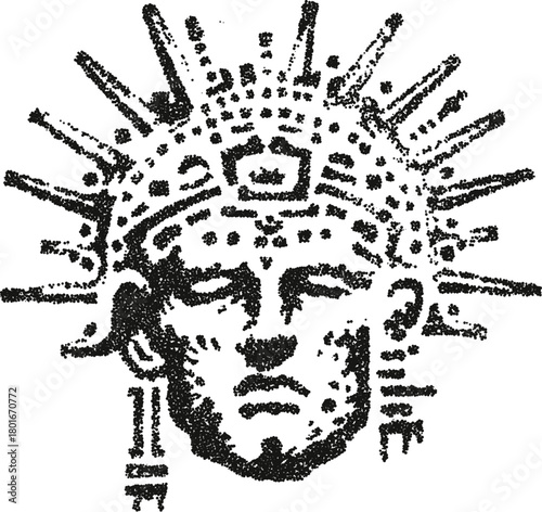 Retro sci-fi battle robot or walker mech with a large cannon. A futuristic war machine character illustrated in a vintage stipple vector style.
