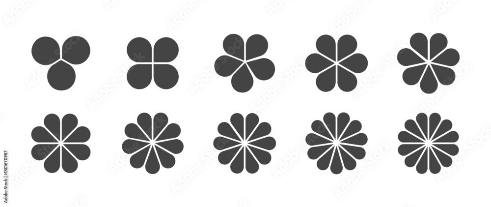 Obraz premium Floral pie chart vector with equal parts. Round PNG infographic design for business, education, and data visualization