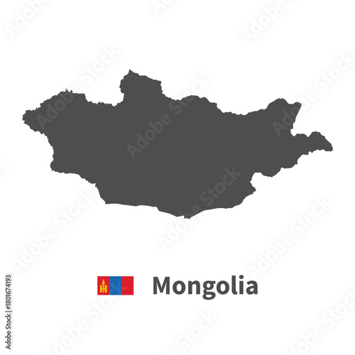 Mongolia map flag illustration on white background