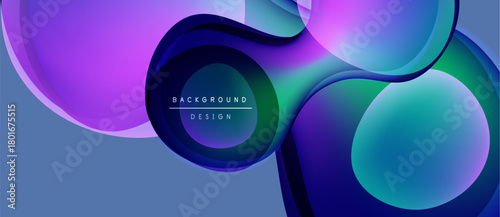 Abstract fluid shapes, vibrant colors blend. Purple, blue hues dominate design. Modern aesthetic, dynamic composition. Text reads background design.