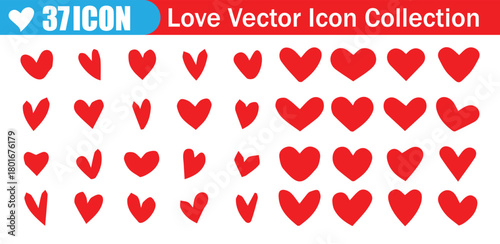 Different simple vector hearts and love. Vector illustration 