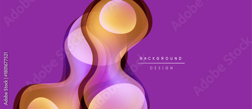 Abstract fluid shapes overlap, creating warm color gradients on purple background. Modern design element for digital projects.
