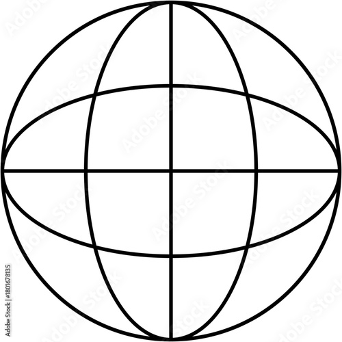 Abstract striped globe mesh ball, digital grid sphere vector design