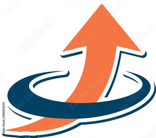 Dynamic growth arrow symbolizing forward movement and upward success progression