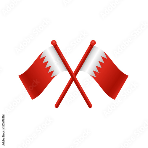 Two crossed bahrain flags isolated vector illustration