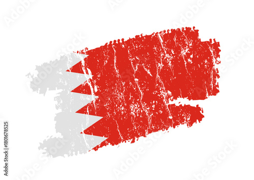 Bahrain flag grunge brush stroke isolated vector illustration
