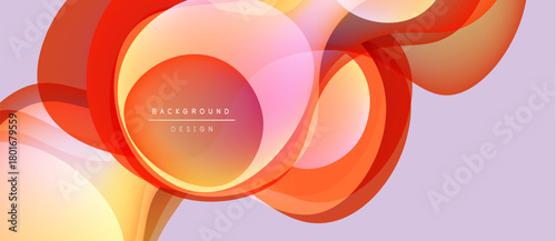 Abstract flowing shapes, warm colors dominate. Overlapping layers create dynamic visual effect. Soft gradients suggest movement, modern design.