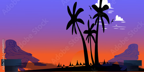 semi realistic tracing with different background  vector.