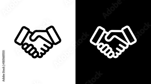 Handshake With Icon Set Design	