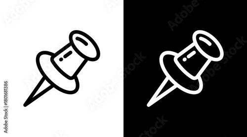 Thumbtack With Icon Set Design	