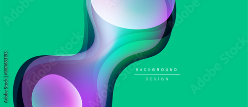 Abstract fluid shapes, vibrant colors, turquoise background. Modern design element, smooth gradients, dynamic composition.