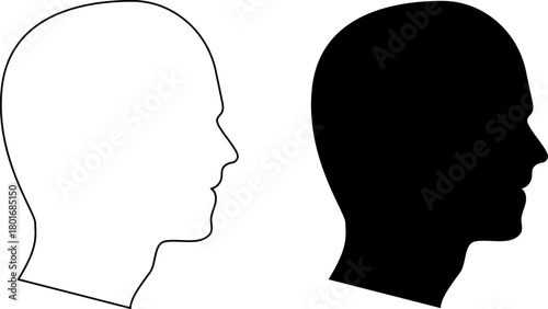 Female and male head silhouette. Man and Woman Profile Face Silhouette. Male and female head illustration.
