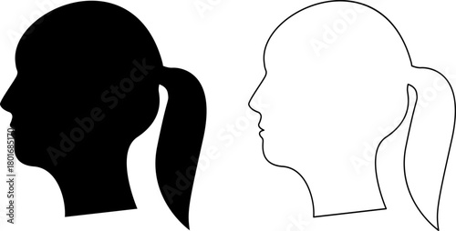 Female and male head silhouette. Man and Woman Profile Face Silhouette. Male and female head illustration.