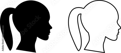 Female and male head silhouette. Man and Woman Profile Face Silhouette. Male and female head illustration.