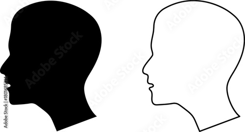 Female and male head silhouette. Man and Woman Profile Face Silhouette. Male and female head illustration.
