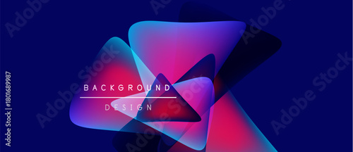 Abstract fluid shapes overlap, creating vibrant color gradients. Dark blue background enhances dynamic design elements. Text reads background design.