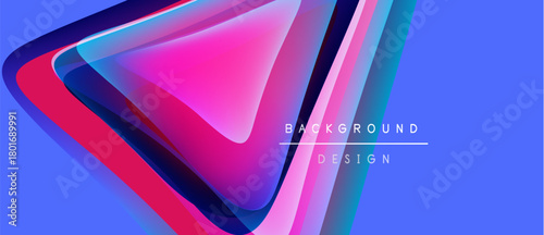 Abstract vibrant design. Overlapping layers create dynamic visual effect. Blue, pink, purple hues dominate composition. Modern aesthetic.