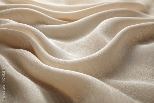 Silky Beige Fabric Draped Gracefully on a Surface With Smooth Folds